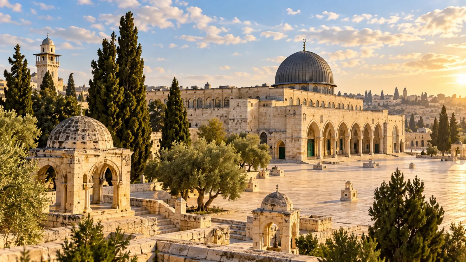 Ilustrasi AI: Pemandangan Masjid Al-Aqsa di Baitulmaqdis.
