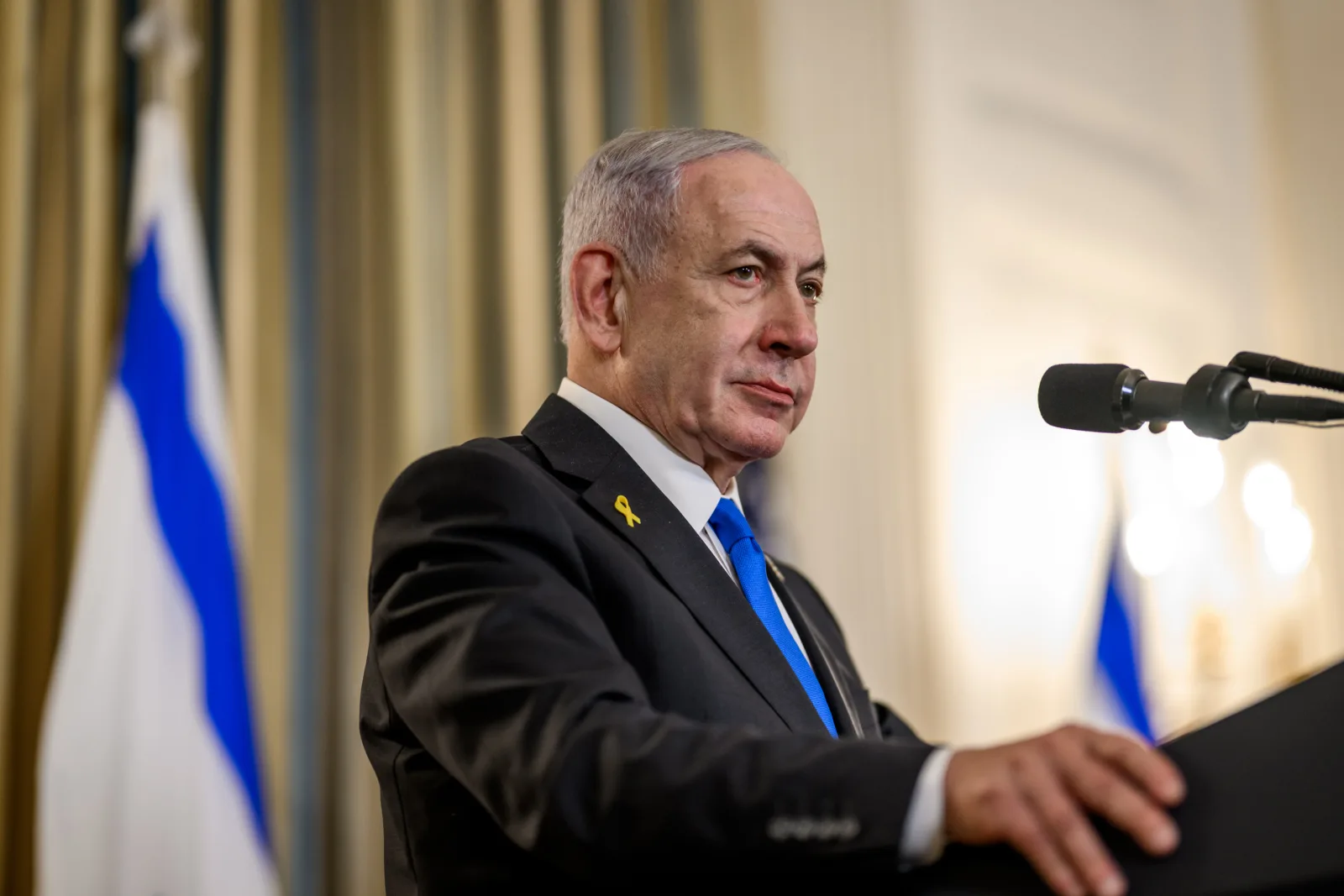 Foto arkib Trump dan Netanyahu pada sidang media di Rumah Putih