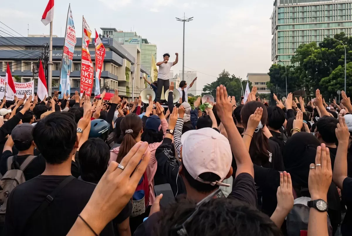 Apa maksud tiga jari dalam demonstrasi di Indonesia?